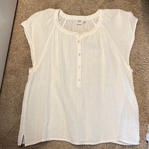 Gap Women’s Short Sleeve White Gauze Cotton Shirt size Small